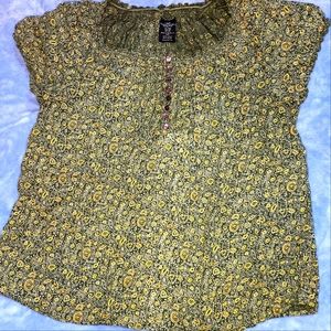 Green Peasant Blouse By Faded Glory XL
